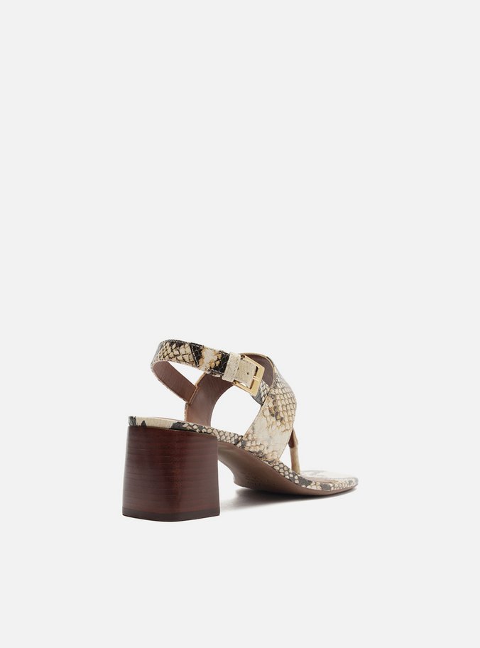 Sandália Animal Print Salto Bloco Slim
