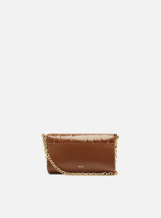Bolsa Tiracolo Marrom Couro Maxi Croco Pequena