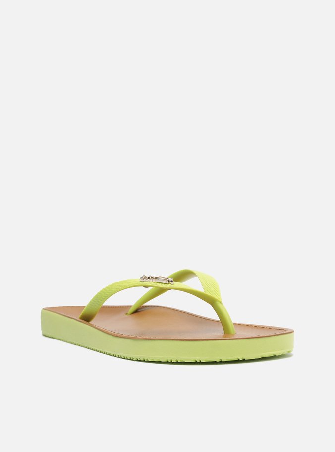 Chinelo de Dedo Amarelo Palmilha Marrom Brizza