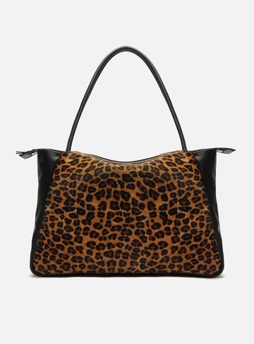 Bolsa Shopping Animal Print Grande Tag Metal