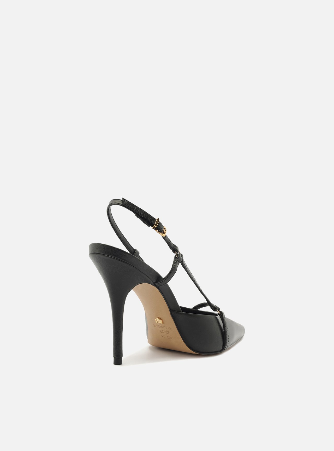 Scarpin Preto Couro Tiras Bico Fino — foto 3