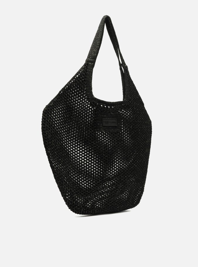 Bolsa Shopping Preta Crochê Mayra La Sirene