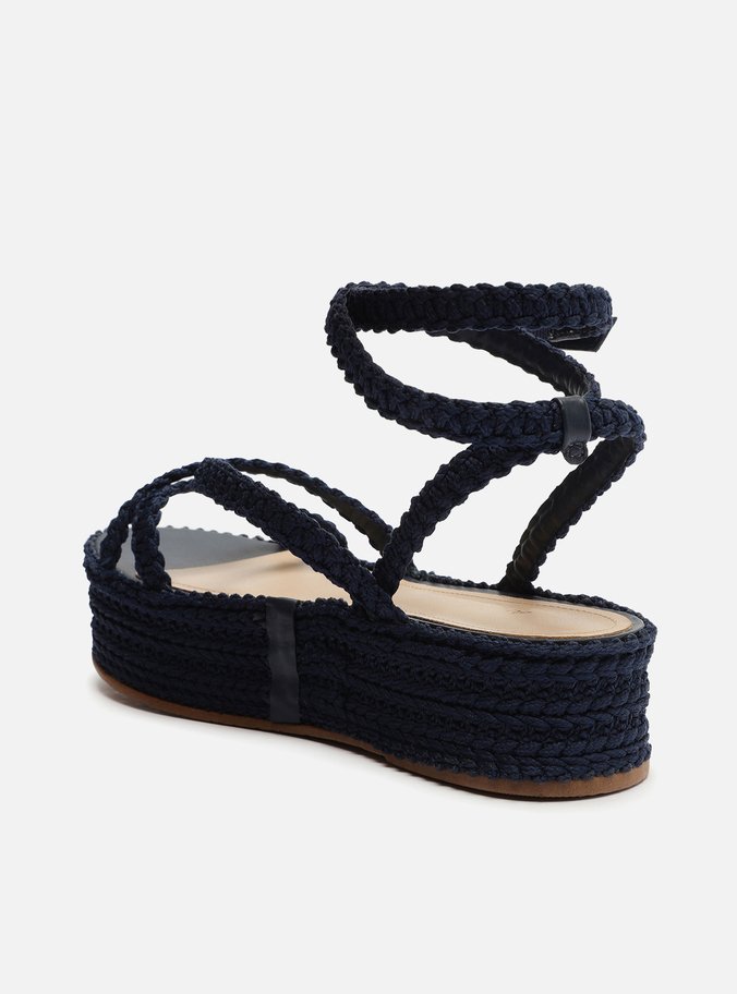 Sandália Marinho Flatform Tramada Tiras