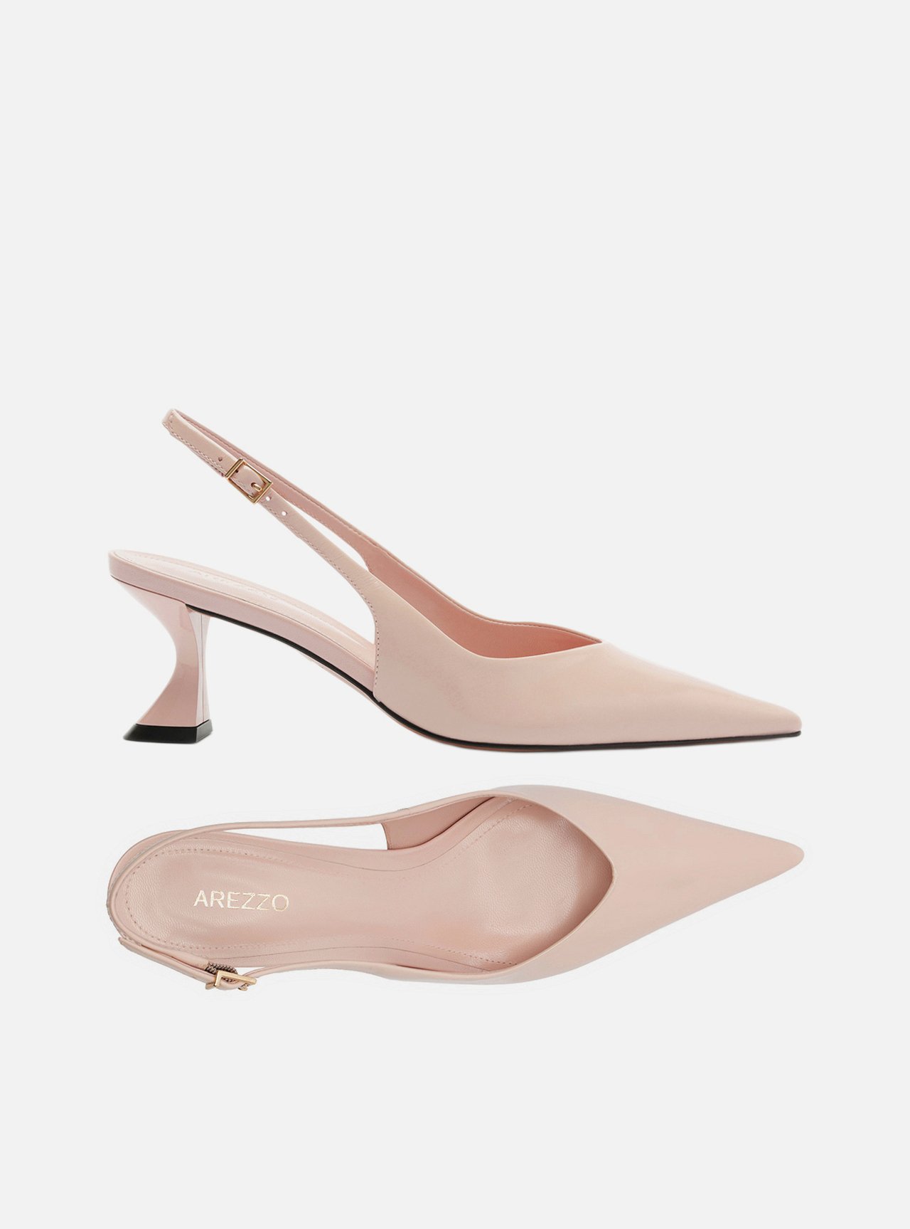 Scarpin Rosa Couro Salto Geométrico Slingback — foto 5
