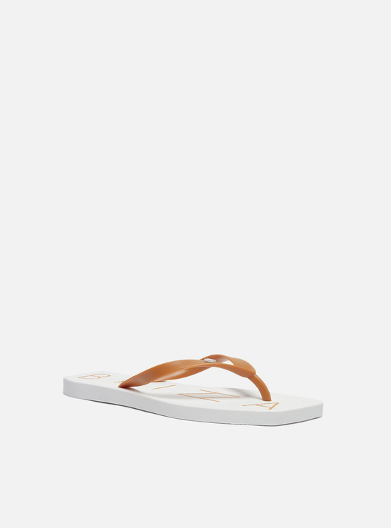 Chinelo de Dedo Branco Tira Vermelha Brizza