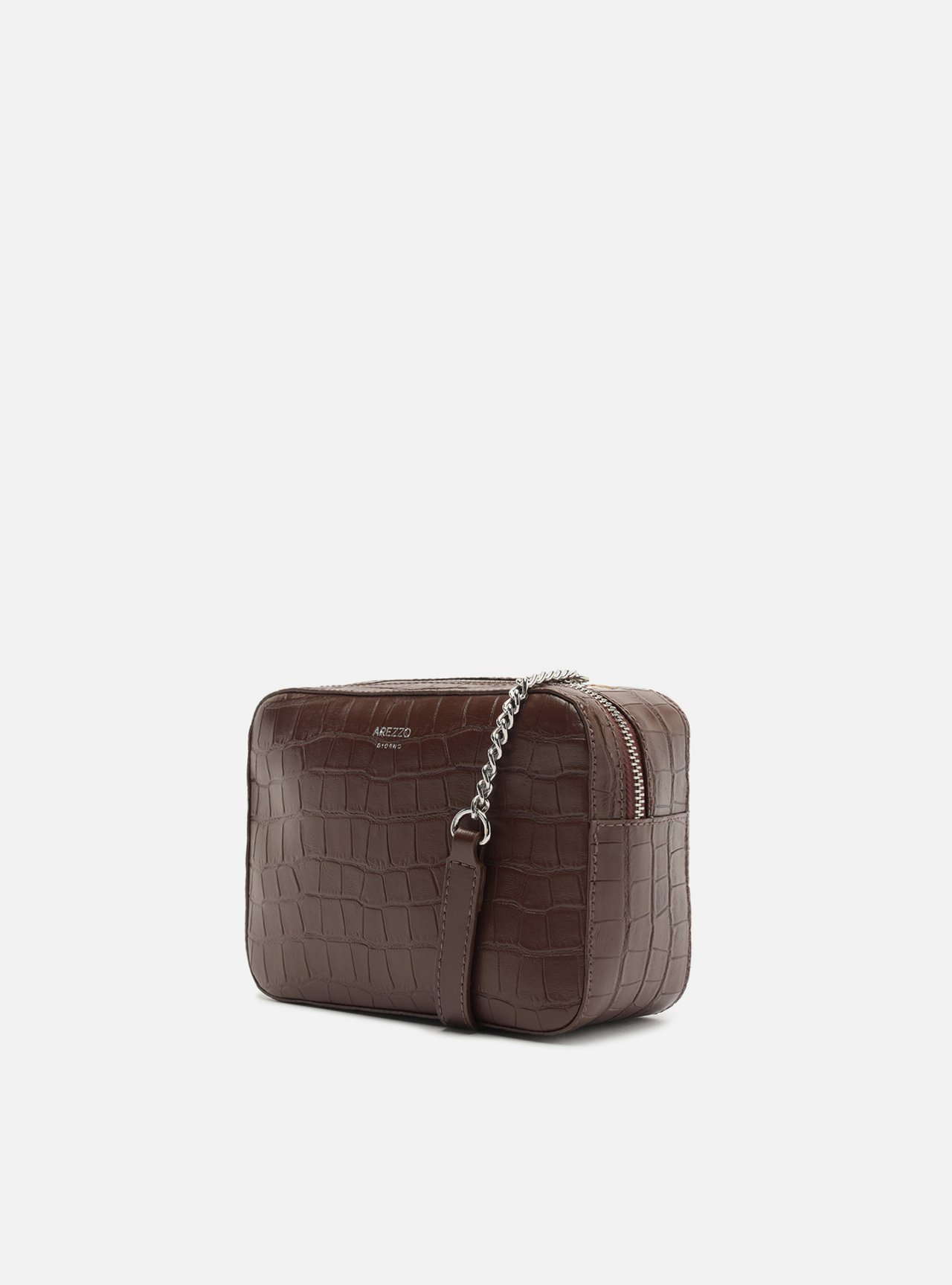 Bolsa Tiracolo Marrom Pequena Croco Corrente — foto 2