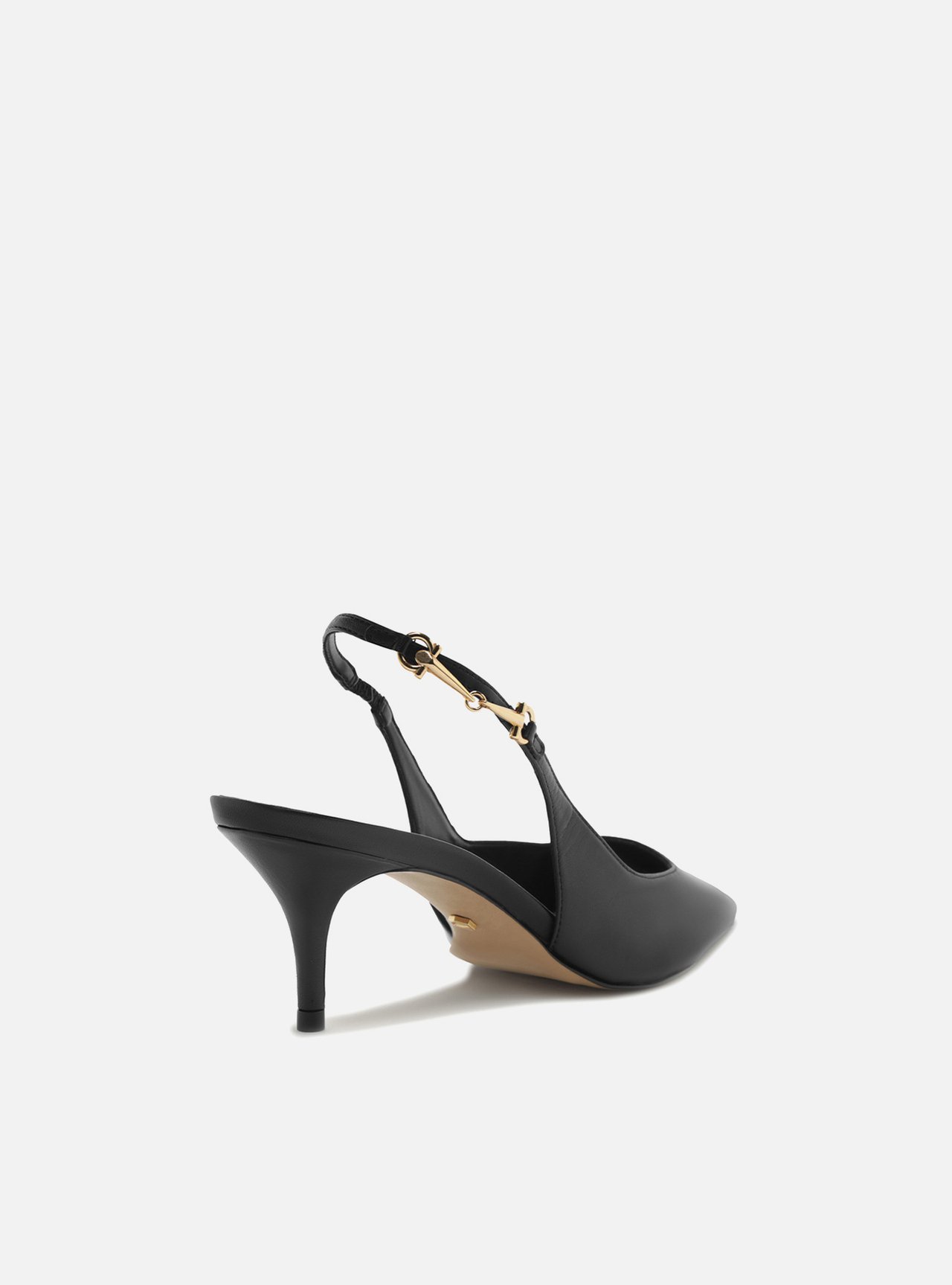 Scarpin Preto Couro Slingback Detalhe Metal — foto 3