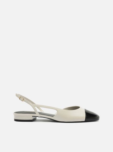 Arezzo — Sapatilha Branca Multimaterial Bico Redondo Slingback