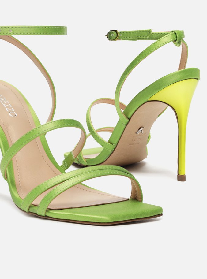 Sandália Verde Salto Fino Tiras