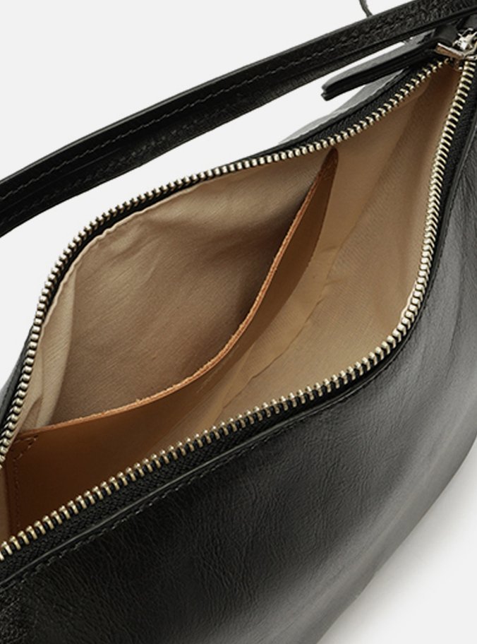Bolsa Tiracolo Preta Couro Pequena Alças Mix