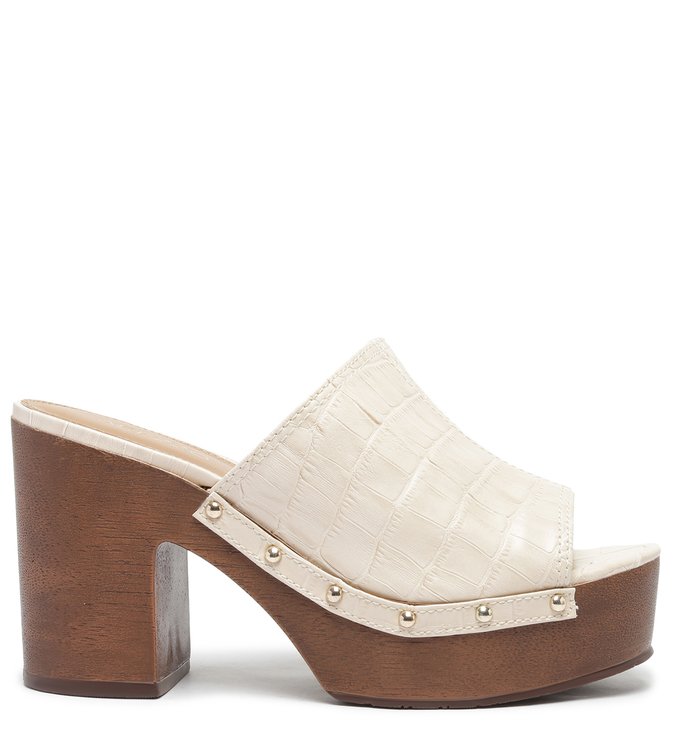 Sandália Off-White Couro Croco Plataforma