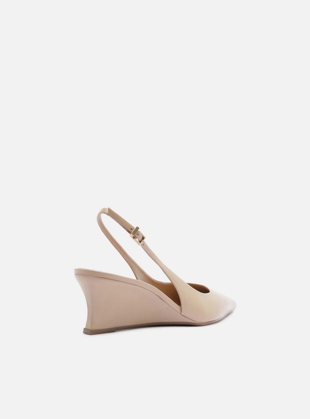 Scarpin Bege Couro Salto Baixo Anabela Slingback — foto 3