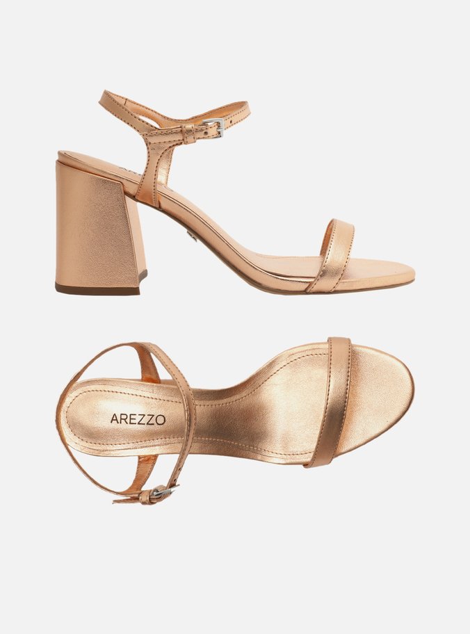 Sandália Rosé Salto Bloco Minimal