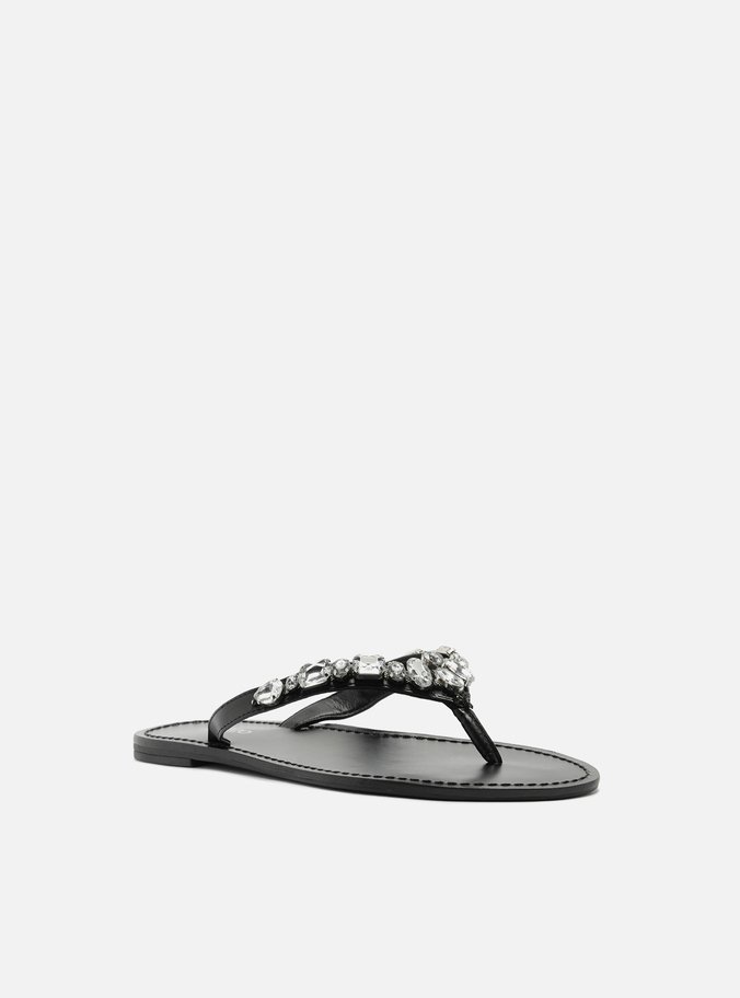 Rasteira Preta Flip Flop Pedrarias