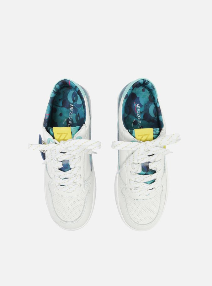 Tênis Azul Couro Flatform Graziella Pinto