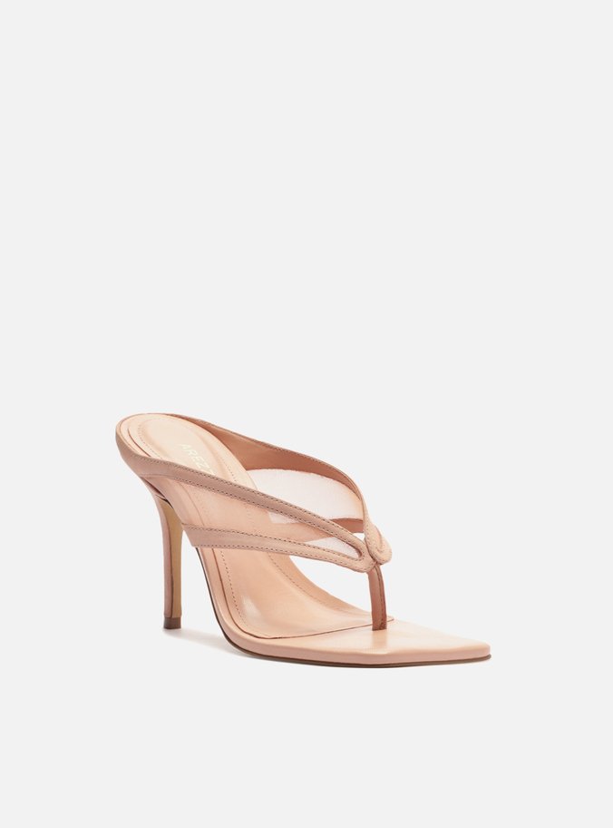 Mule Rosa Tela Salto Alto Thong