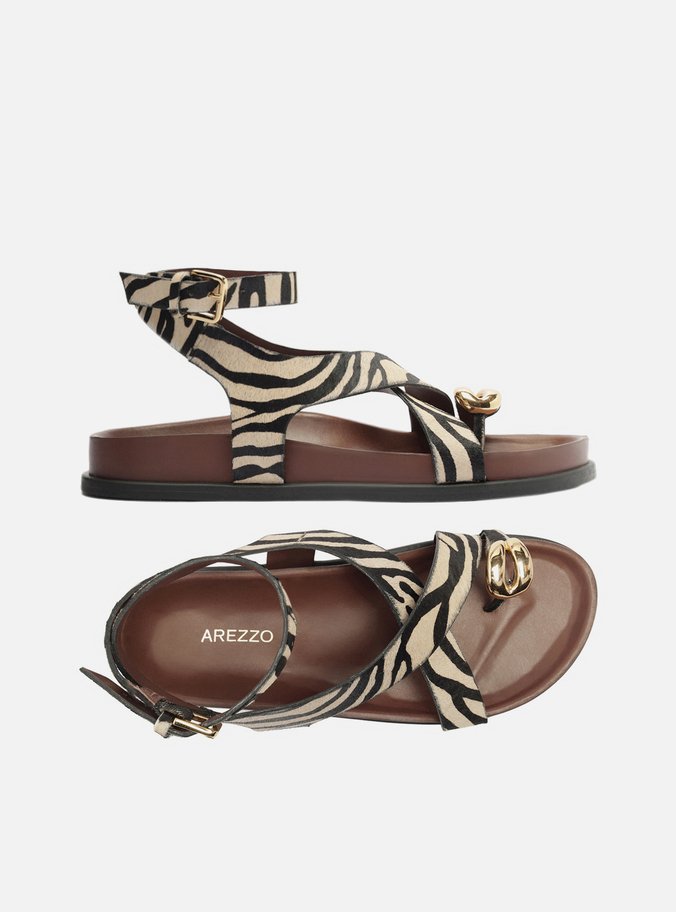 Sandália Papete Animal Print Metal Bold