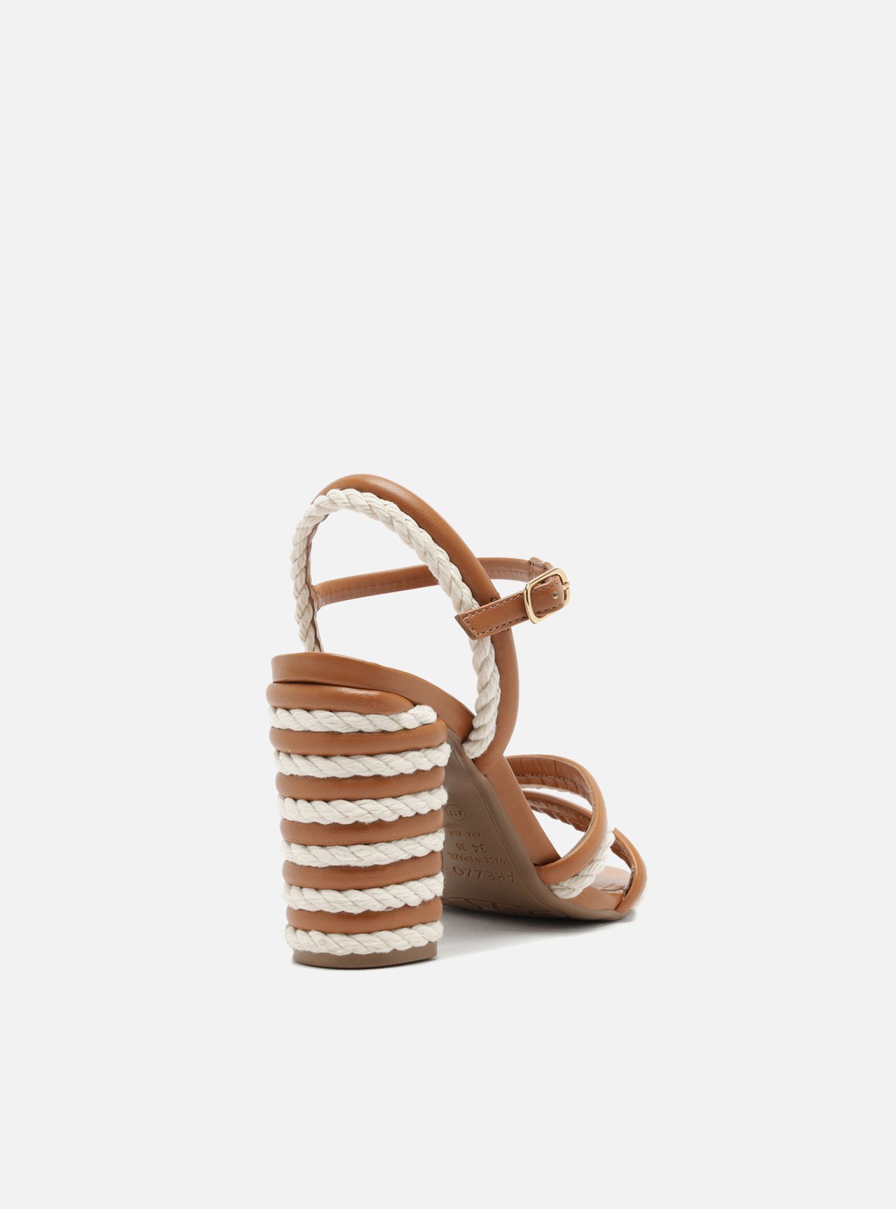Sandália Marrom Salto Alto Cordão Bicolor — foto 3