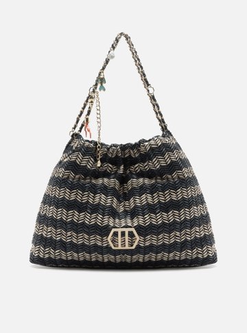 Bolsa Hobo Azul Ráfia Esther Grande