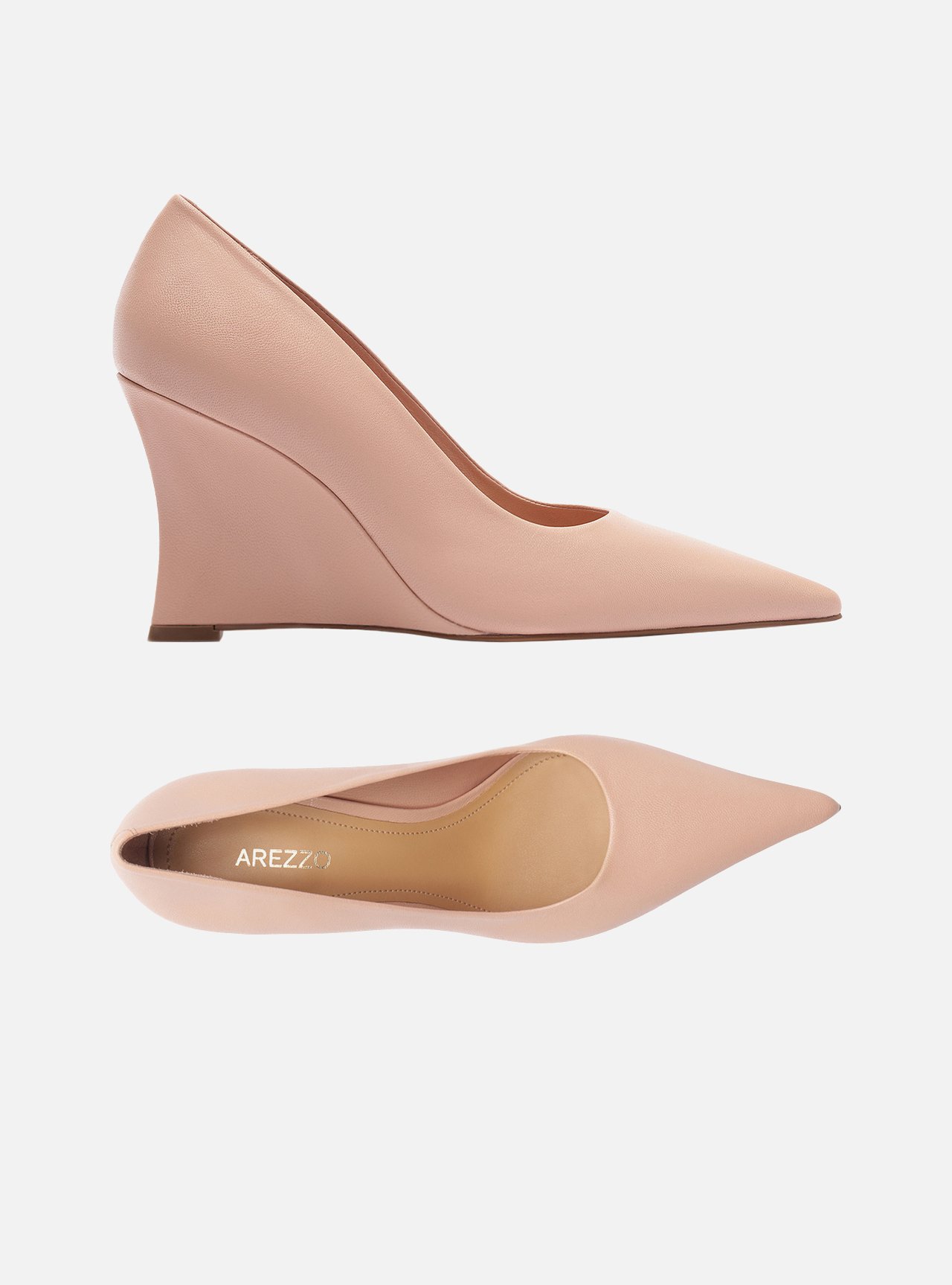 Scarpin Rosa Soft Couro Salto Anabela Bico Fino — foto 5