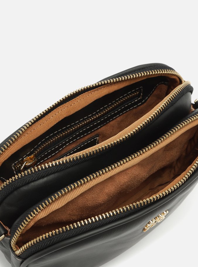 Bolsa Tiracolo Preta Couro Pequena Assinatura