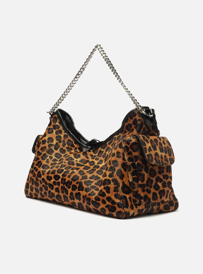 Bolsa Tiracolo Pelo Leopard Pequena Laço