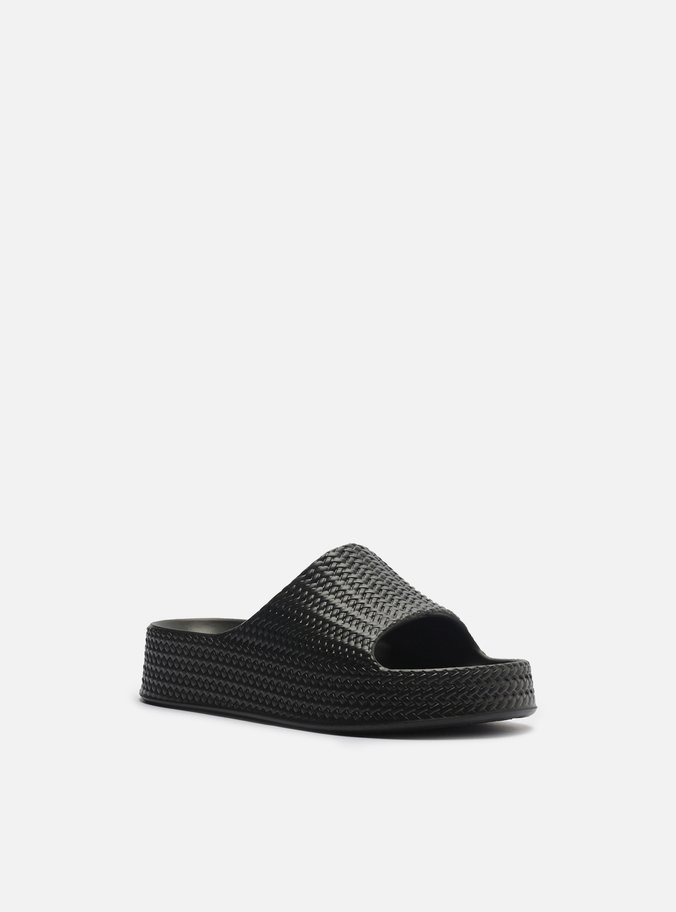 Slide Preto Tressê Flatform Tira