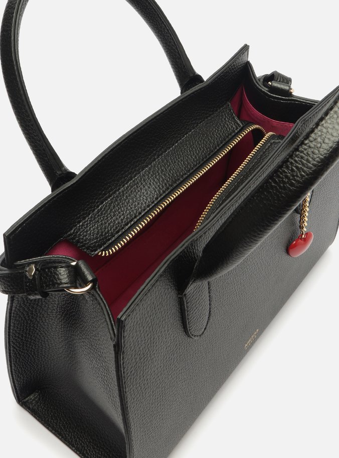 Bolsa Tote Preta Média Pingente Coração