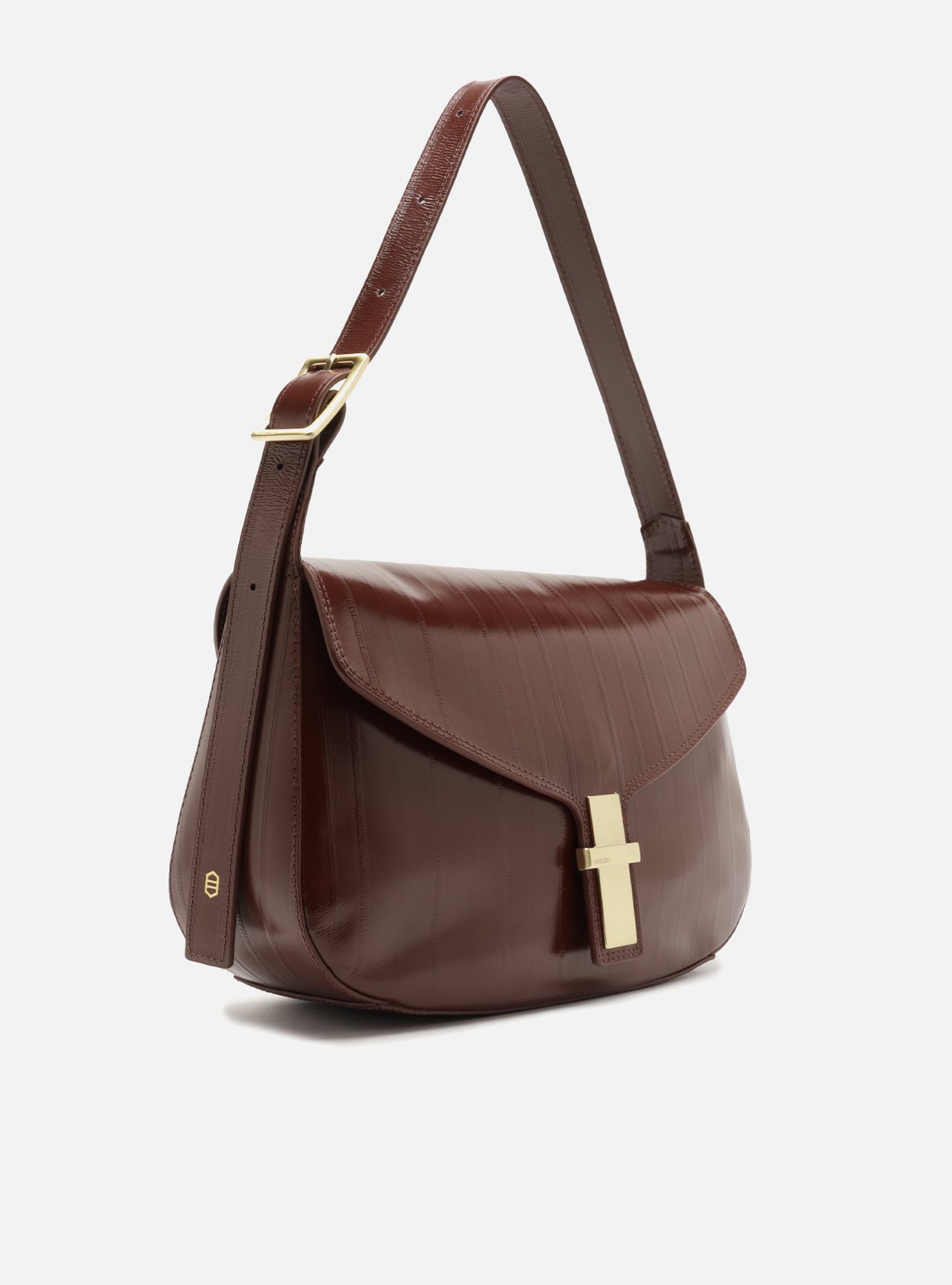 Bolsa Tiracolo Bordô Couro Grande Tampo Metal — foto 5