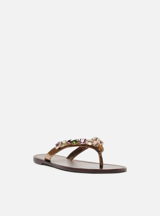 Rasteira Bronze Flip Flop Pedrarias