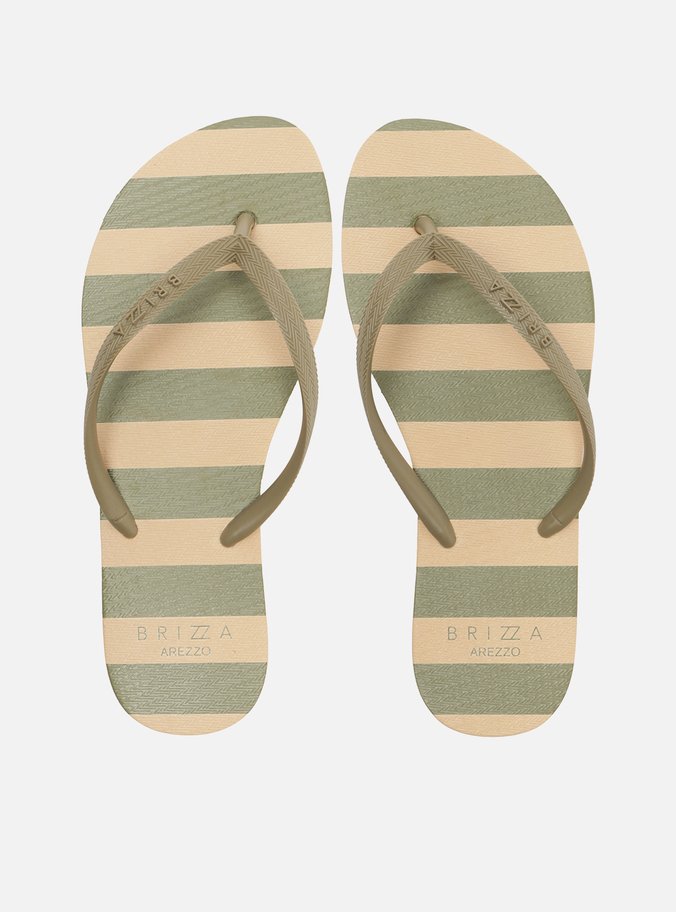 Chinelo de Dedo Bege e Verde Listras Brizza