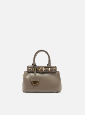 Bolsa Tote Cinza Couro Pequena Bag Charm Victória