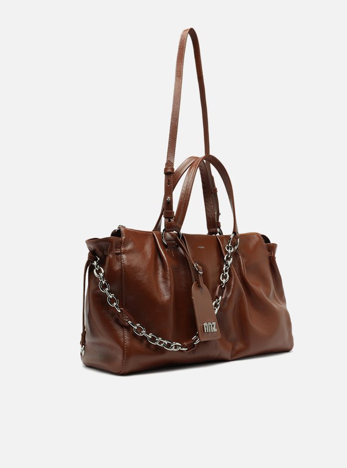Bolsa Tote Couro Marrom Grande