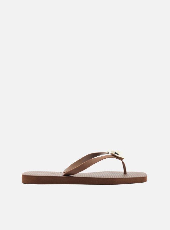 Chinelo de Dedo Marrom Square Tiras Largas