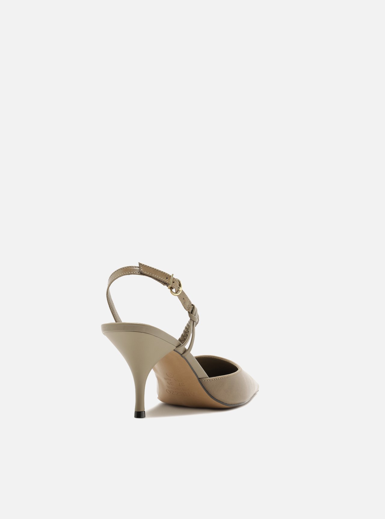 Scarpin Marrom Salto Bloco Tiras Trançadas Slingback — foto 3