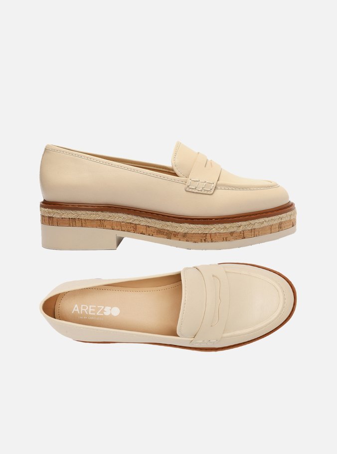Mocassim Off-White Couro Sola Multimaterial