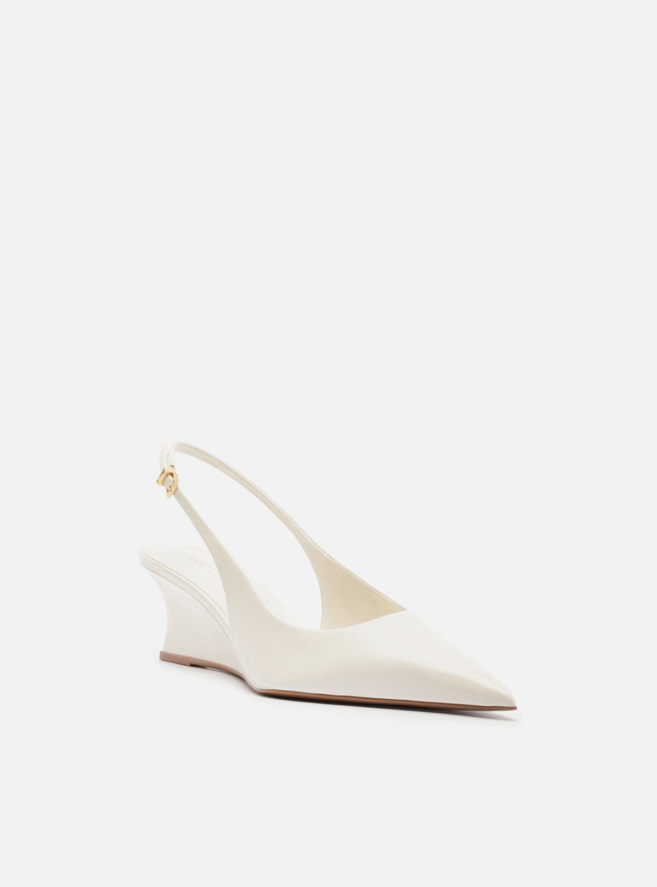 Scarpin Branco Couro Salto Baixo Anabela Slingback — foto 2