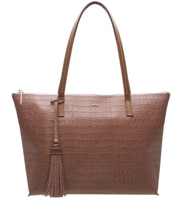 Bolsa Shopping Couro Giornata Croco Smoke Rose