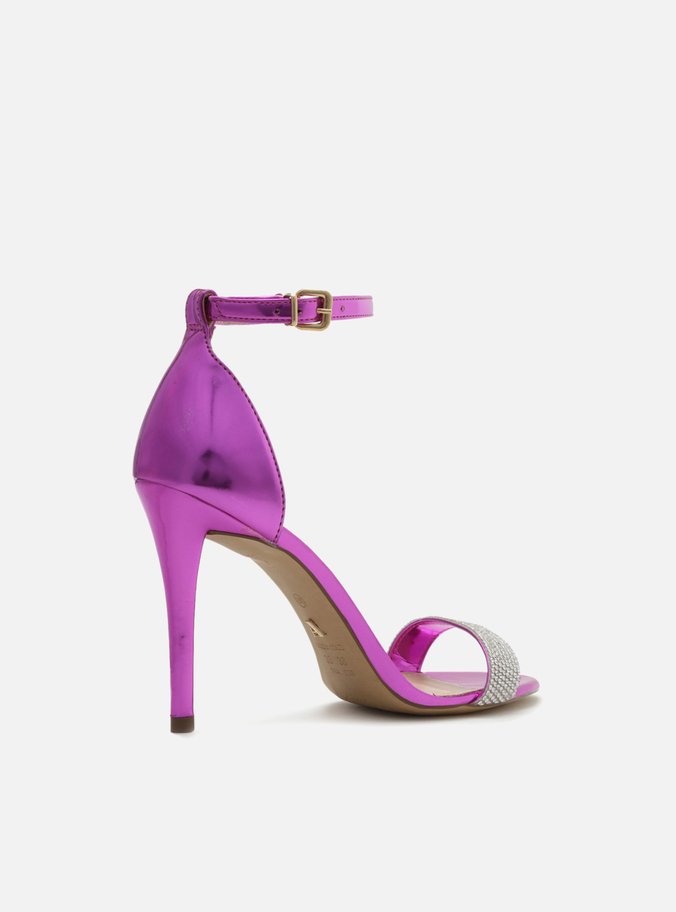 Sandália Roxo Salto Alto Fino Brilho
