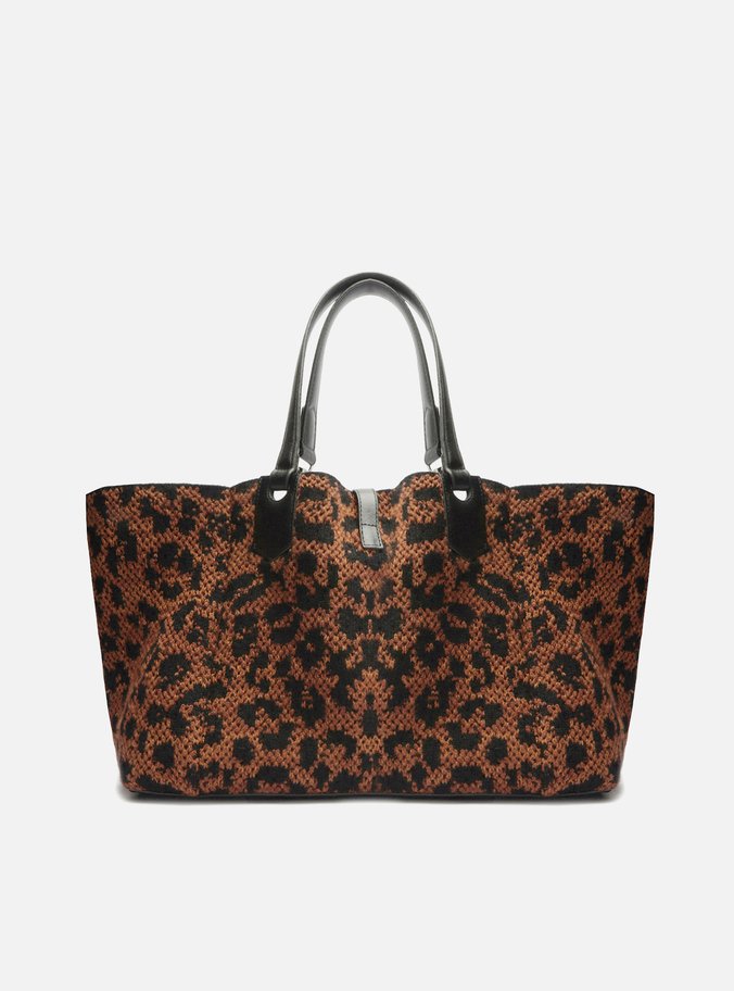Bolsa Shopping Marrom Crochê Grande Onça