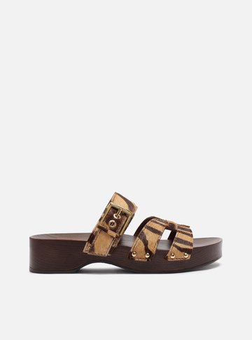 Sandália Clog Animal Print Flatform Lauren