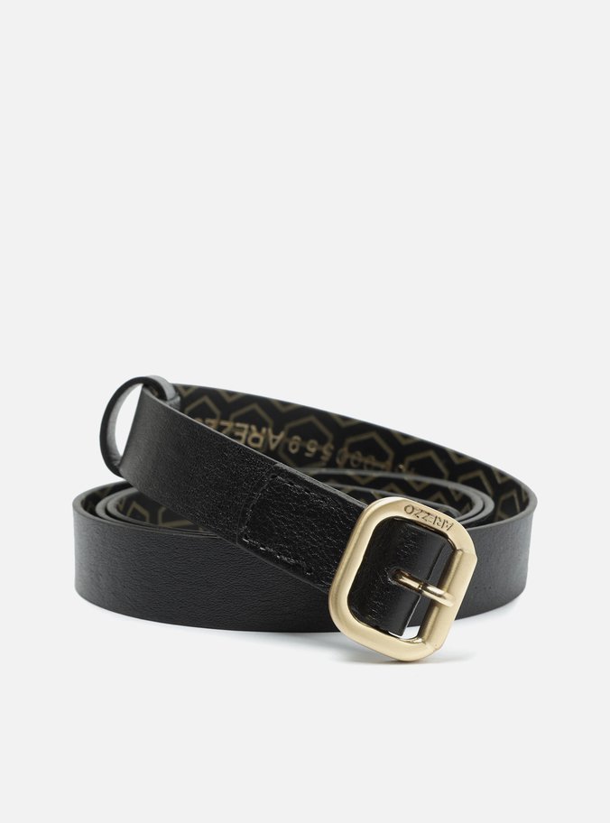 Cinto Preto Couro Liso Fino Fivela