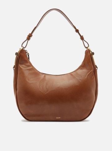 Arezzo — Bolsa Hobo Marrom Couro Grande Metais Alça