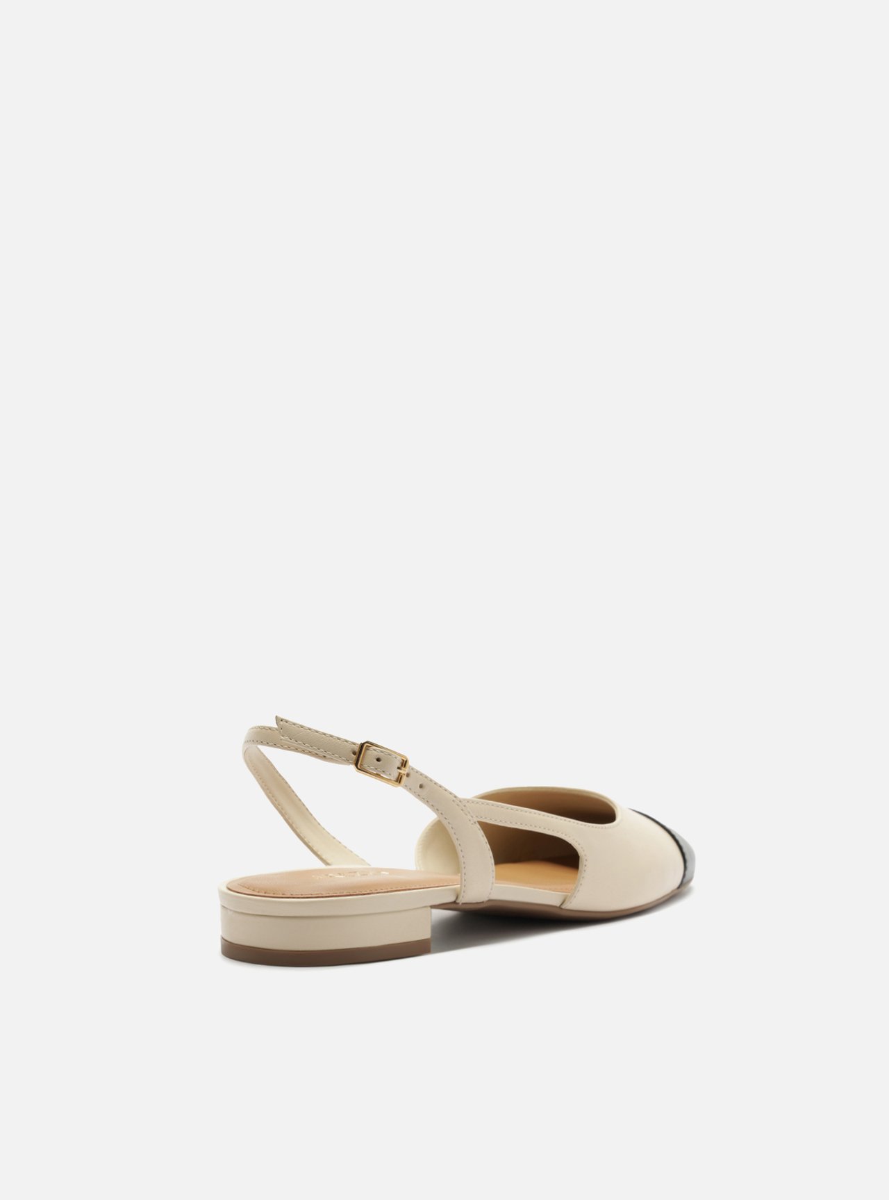 Sapatilha Branca Couro Slingback Cap Toe Preto — foto 3
