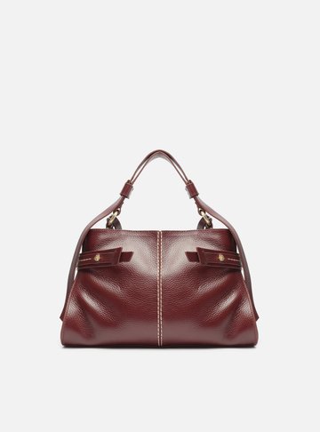Bolsa Tote Vermelha Couro Média Tiras Laterais