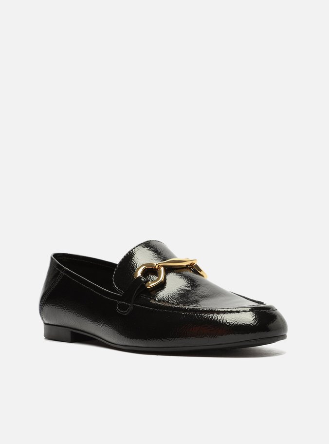 Mocassim Preto Verniz Bico Redondo Bridão Luma Luma
