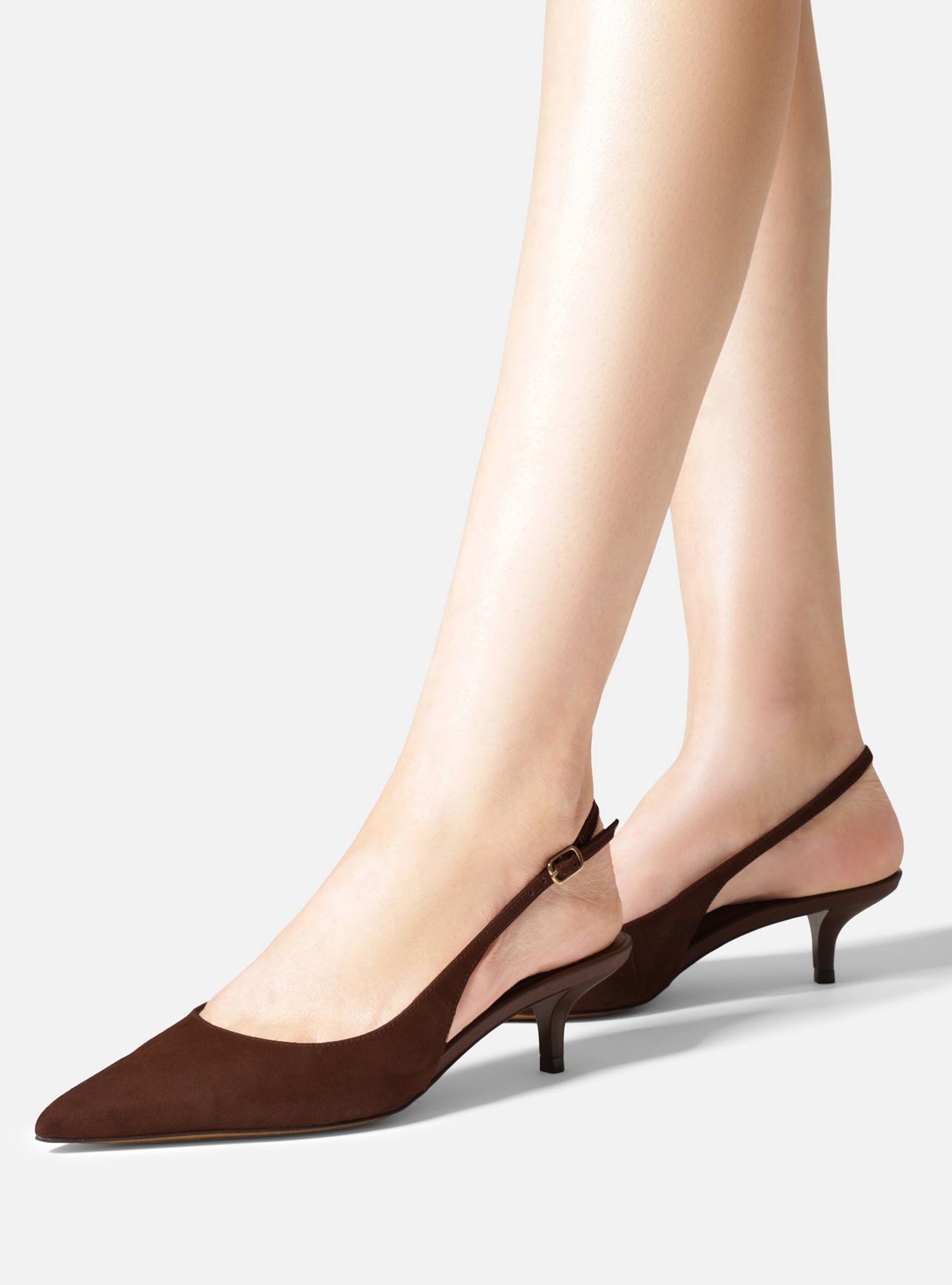 Scarpin Marrom Acamurçado Salto Fino Slingback — foto 6