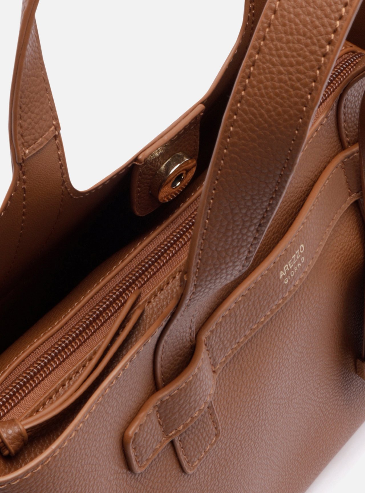 Bolsa Tote Marrom Média Metais — foto 4