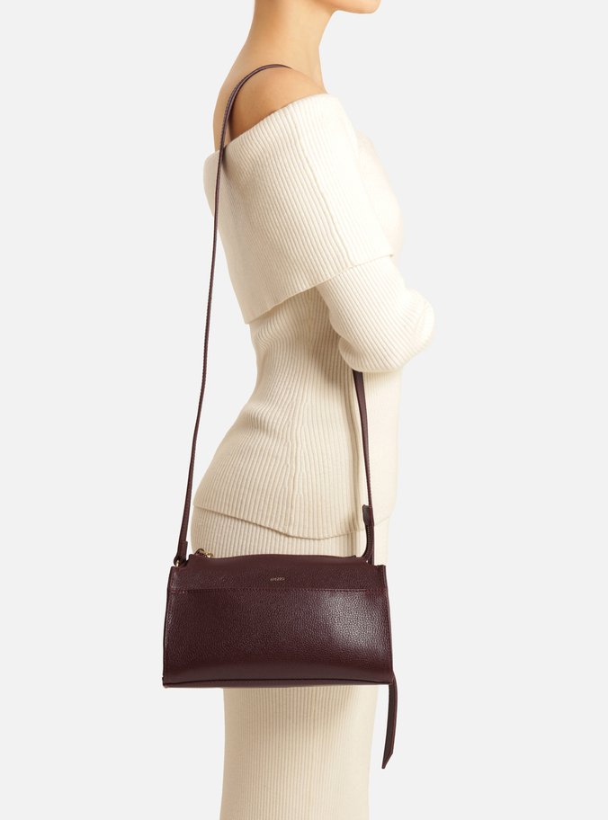 Bolsa Tiracolo Vinho Couro Pequena Bolso Frontal