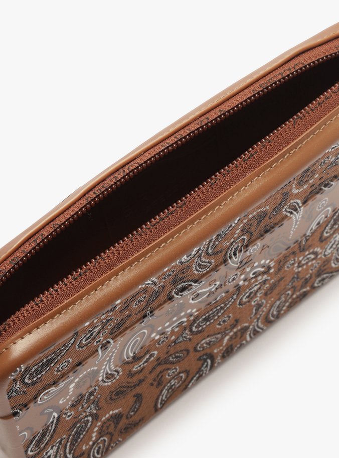 Clutch Marrom Paisley Alça Malu